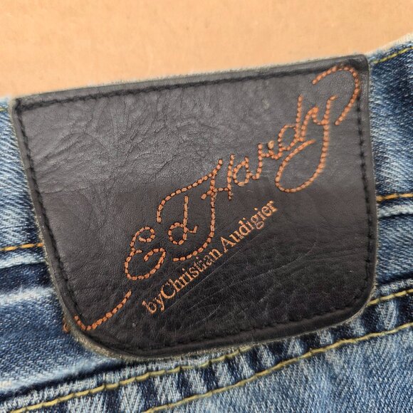 Ed Hardy by Christian Audigier Jeans Men's Vintage Jeans Big Logo Y2k 38x34 - Picture 9 of 16